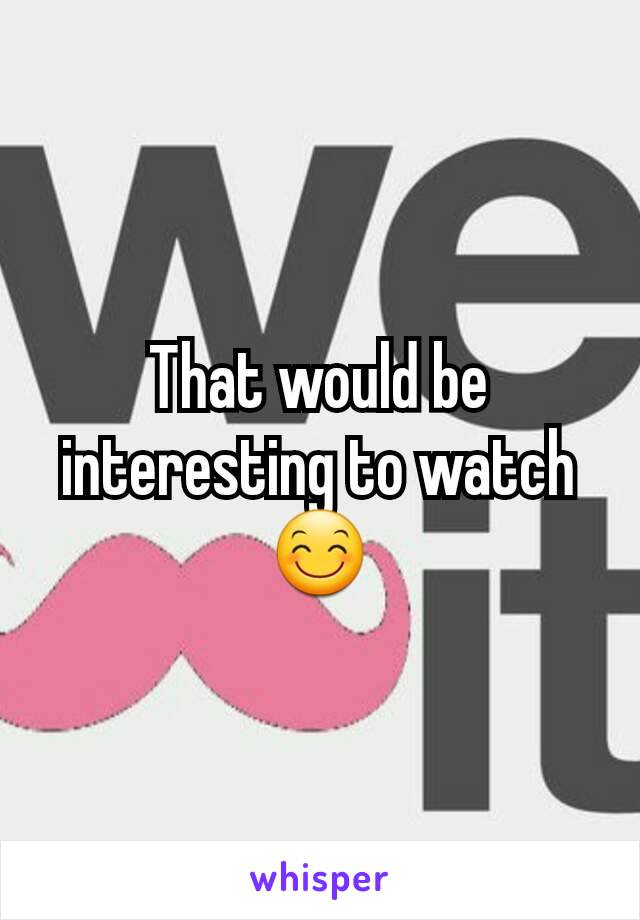 That would be interesting to watch
😊