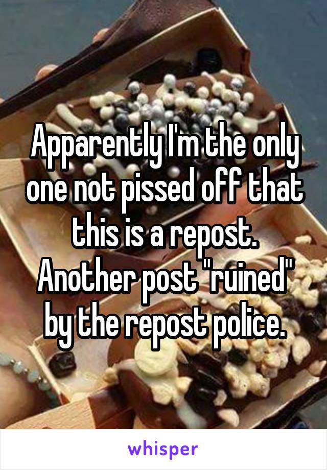 Apparently I'm the only one not pissed off that this is a repost. Another post "ruined" by the repost police.