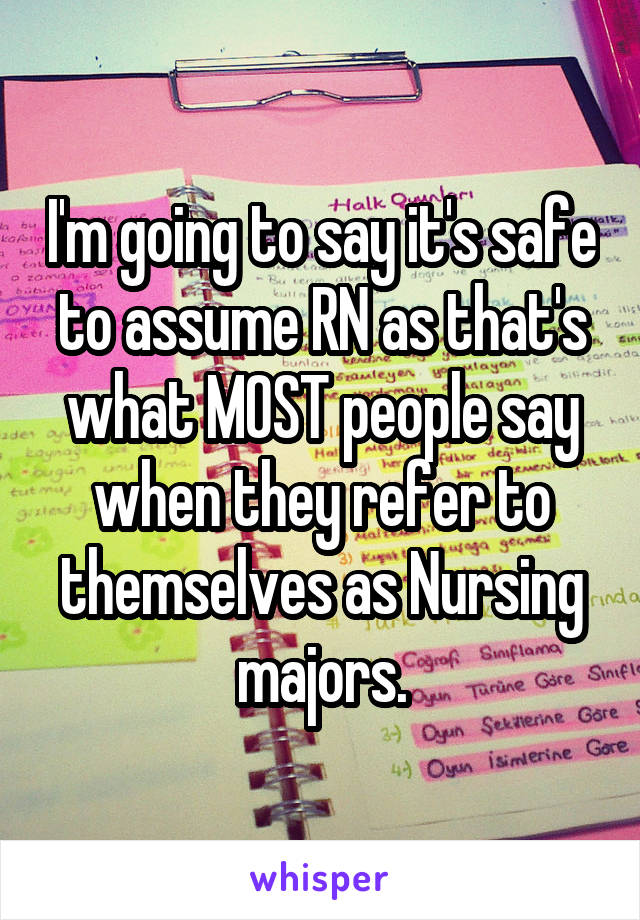 I'm going to say it's safe to assume RN as that's what MOST people say when they refer to themselves as Nursing majors.