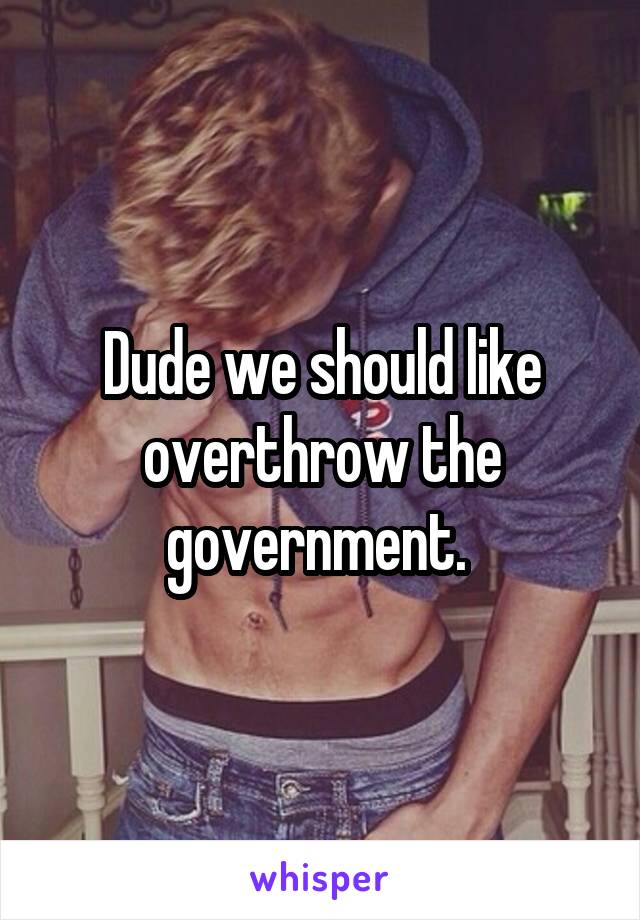 Dude we should like overthrow the government. 