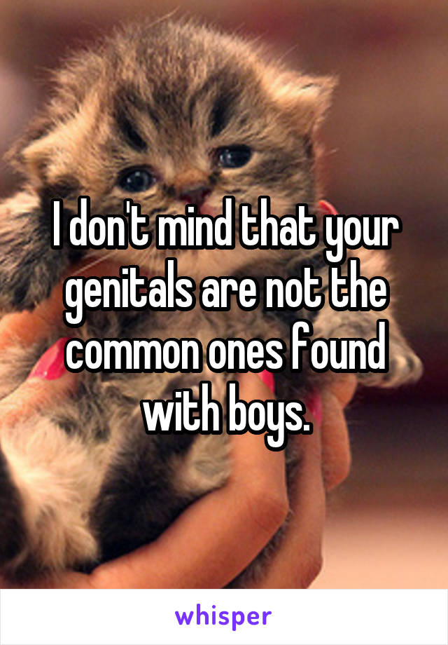 I don't mind that your genitals are not the common ones found with boys.