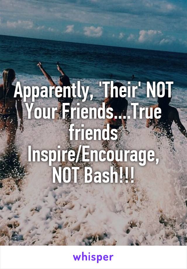 Apparently, 'Their' NOT Your Friends....True friends Inspire/Encourage, NOT Bash!!!
