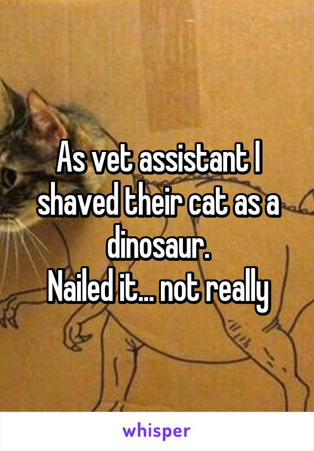As vet assistant I shaved their cat as a dinosaur.
Nailed it... not really