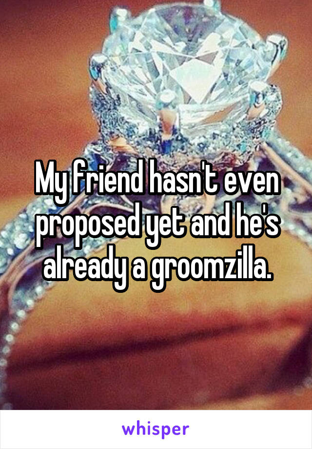 My friend hasn't even proposed yet and he's already a groomzilla.