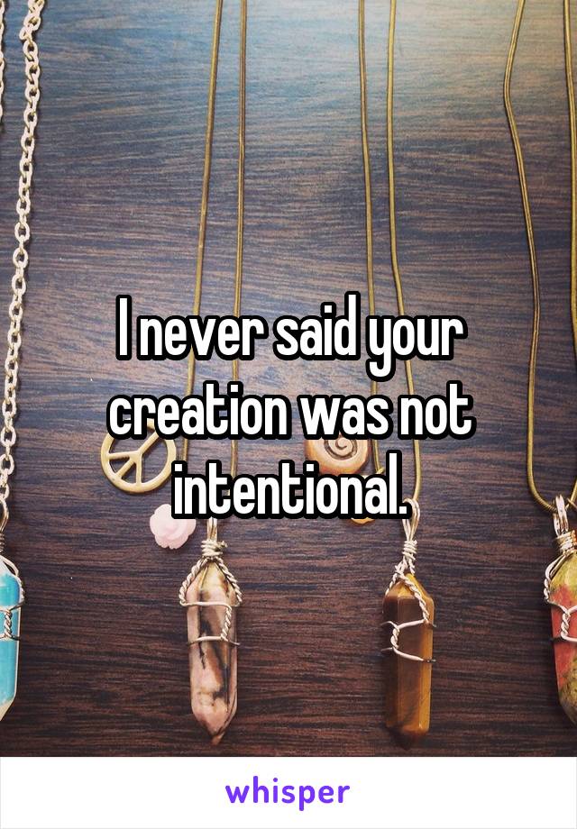 I never said your creation was not intentional.