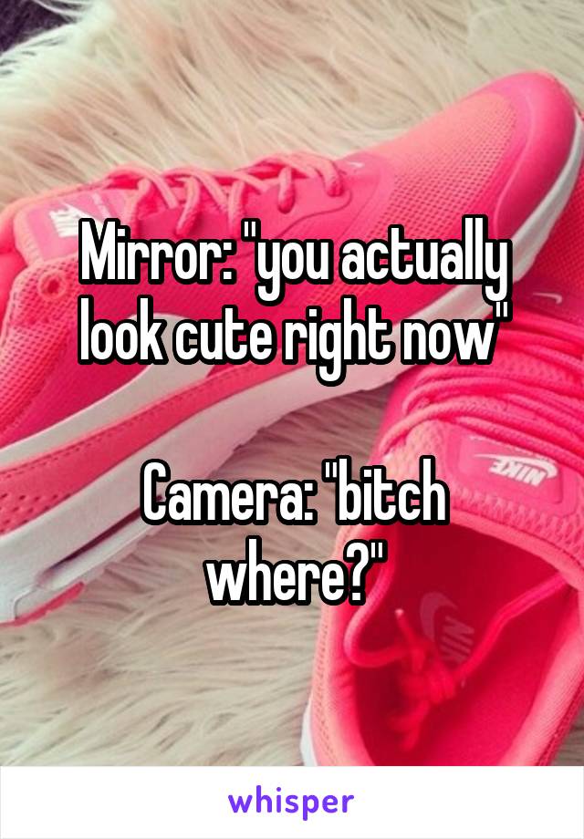 Mirror: "you actually look cute right now"

Camera: "bitch where?"