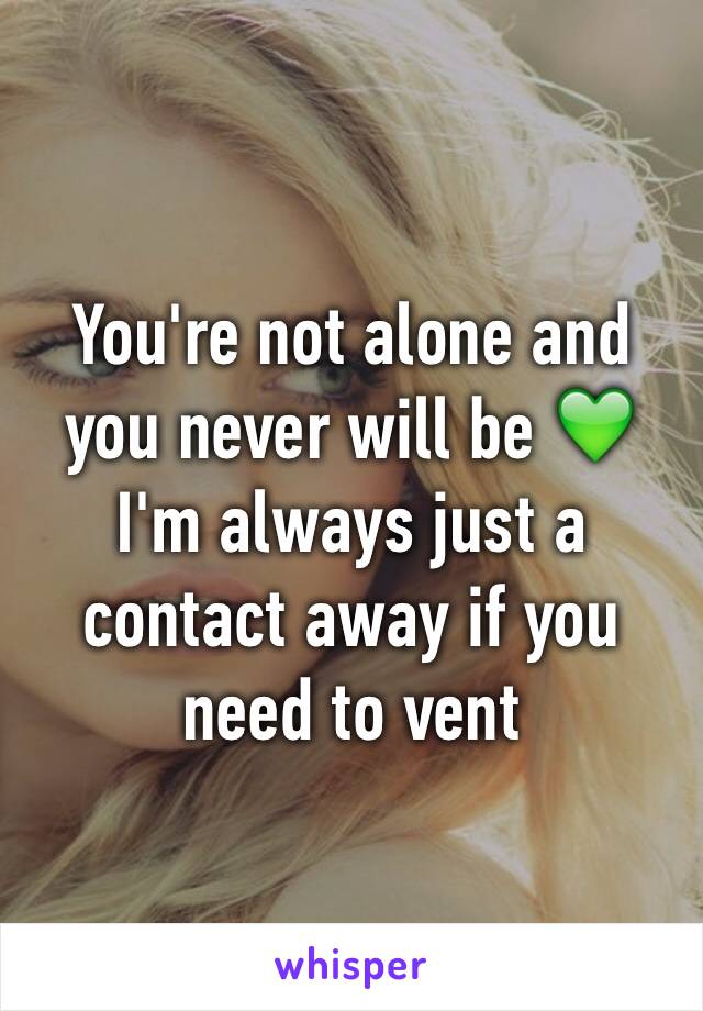 You're not alone and you never will be 💚 I'm always just a contact away if you need to vent