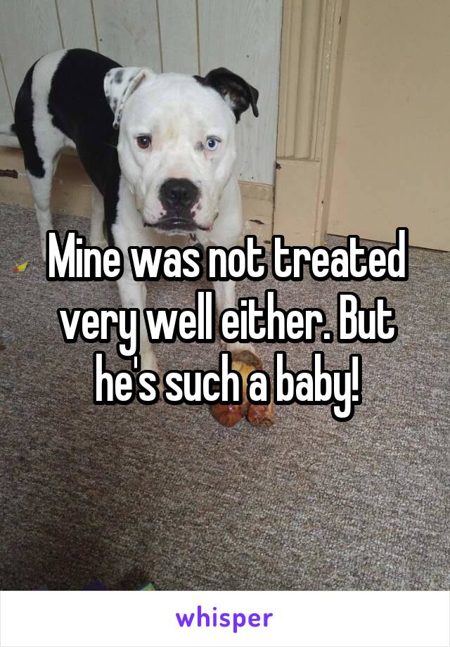 Mine was not treated very well either. But he's such a baby!