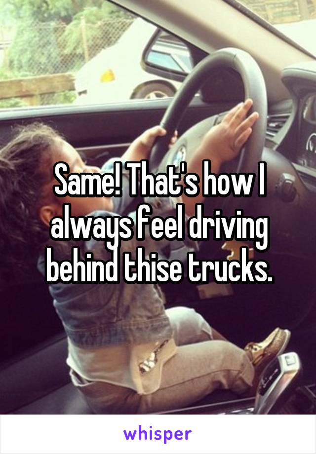 Same! That's how I always feel driving behind thise trucks.