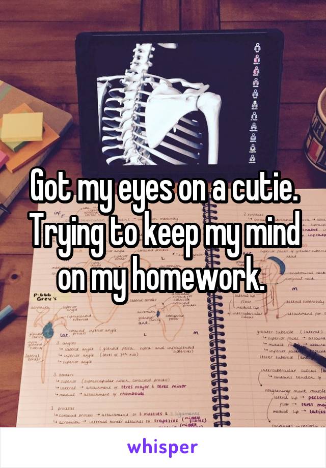 Got my eyes on a cutie. Trying to keep my mind on my homework. 