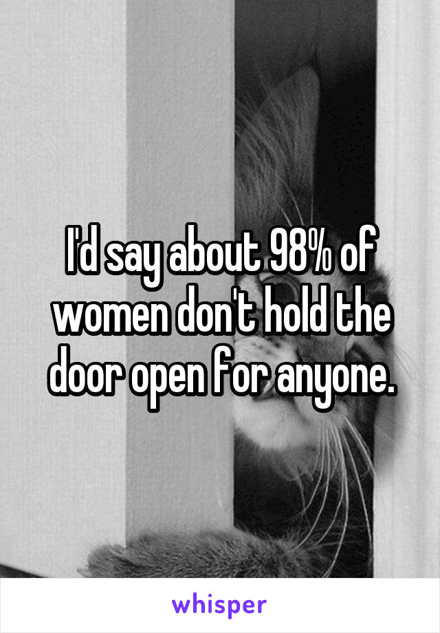 I'd say about 98% of women don't hold the door open for anyone.