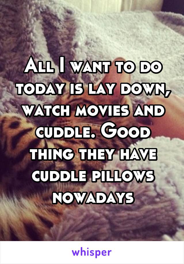 All I want to do today is lay down, watch movies and cuddle. Good thing they have cuddle pillows nowadays