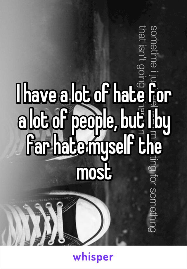 I have a lot of hate for a lot of people, but I by far hate myself the most