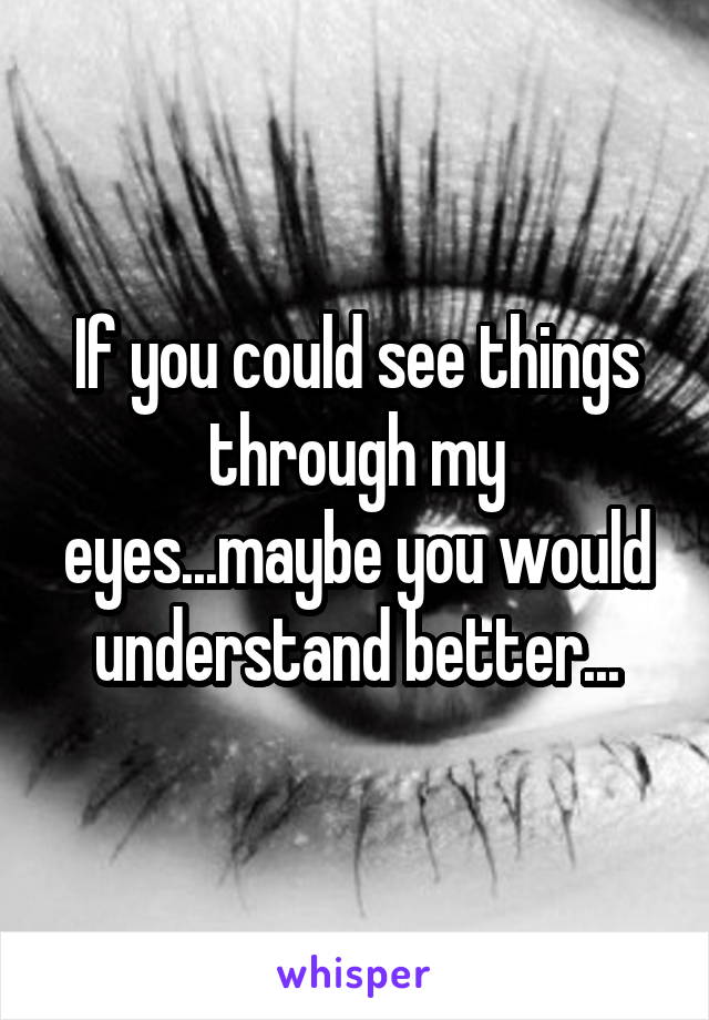 If you could see things through my eyes...maybe you would understand better...