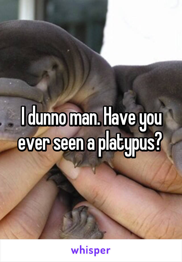I dunno man. Have you ever seen a platypus? 