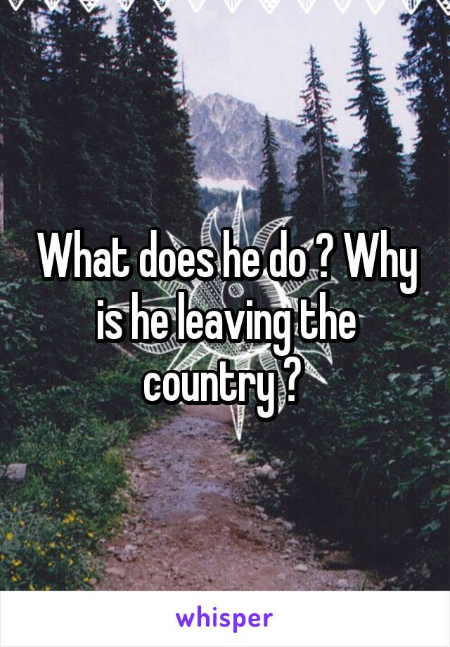 What does he do ? Why is he leaving the country ? 