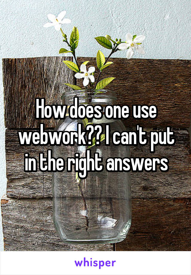 How does one use webwork?? I can't put in the right answers