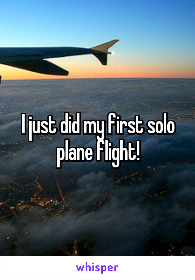 I just did my first solo plane flight!