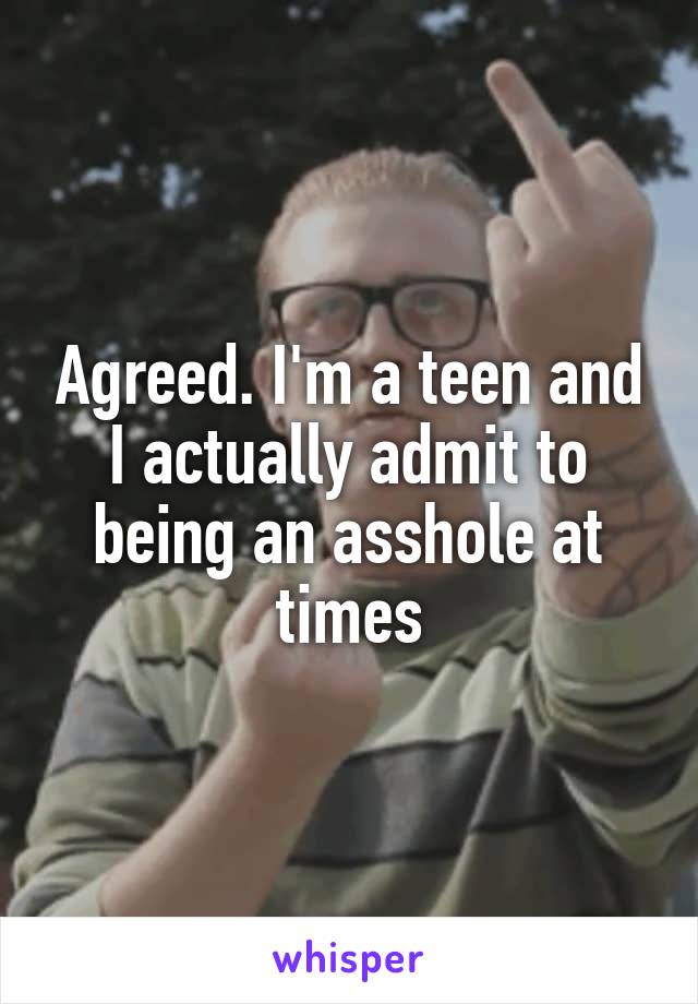 Agreed. I'm a teen and I actually admit to being an asshole at times
