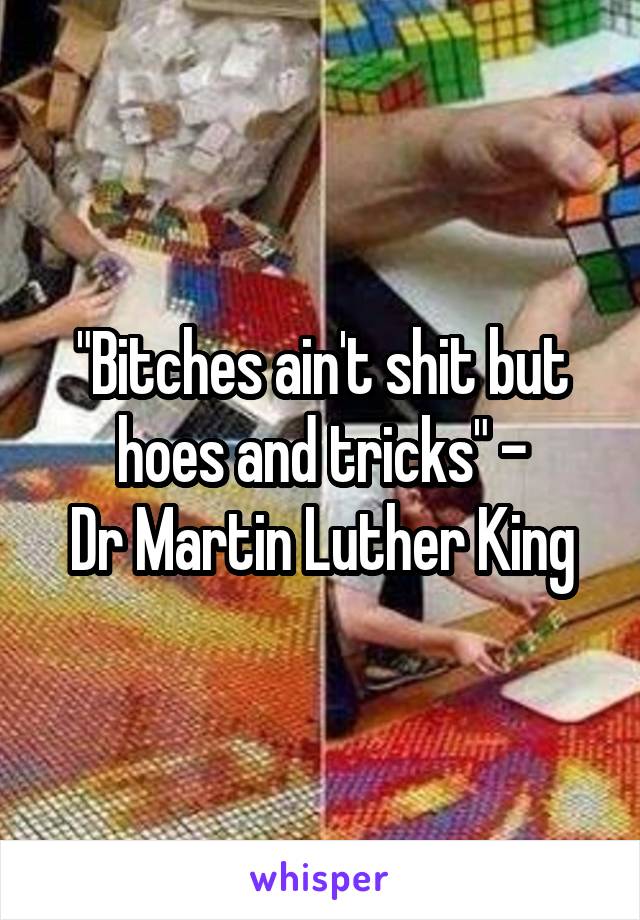 "Bitches ain't shit but hoes and tricks" -
Dr Martin Luther King