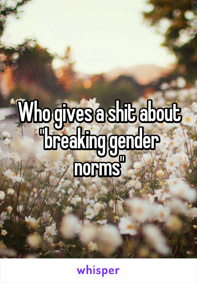 Who gives a shit about "breaking gender norms"