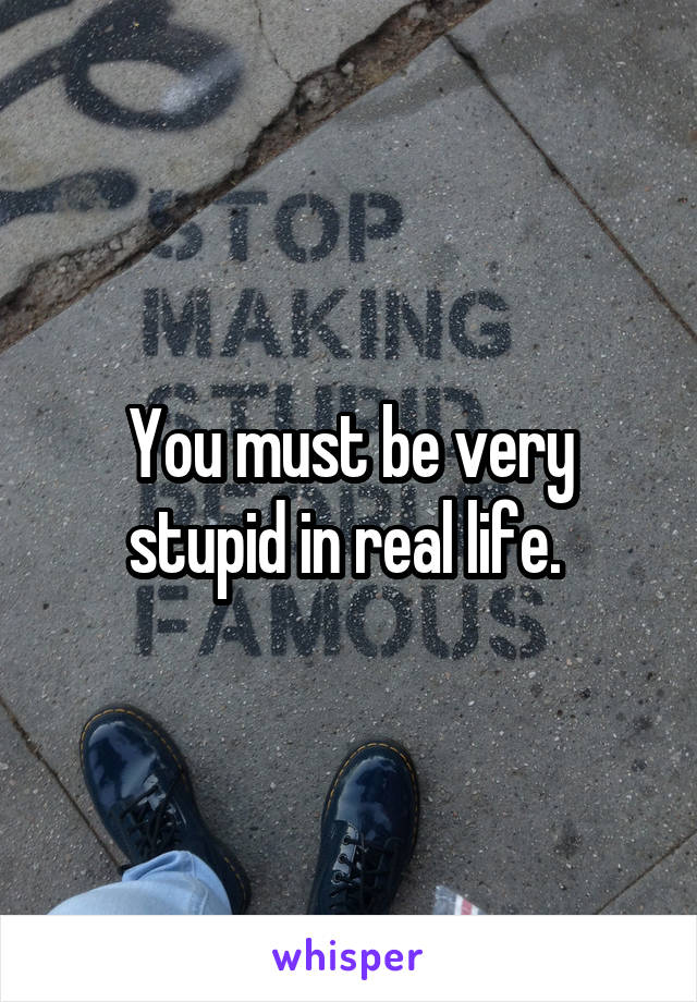 You must be very stupid in real life. 