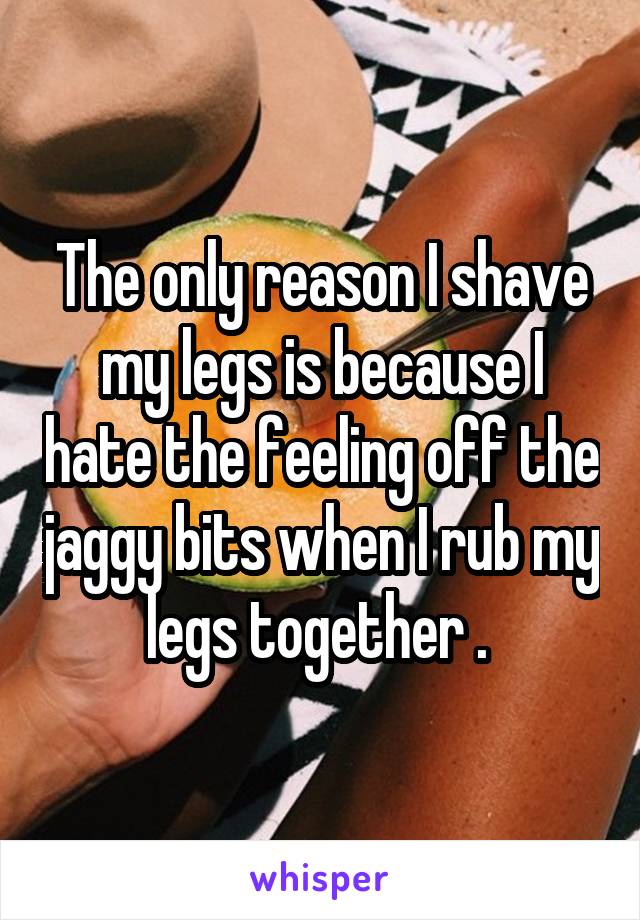 The only reason I shave my legs is because I hate the feeling off the jaggy bits when I rub my legs together . 