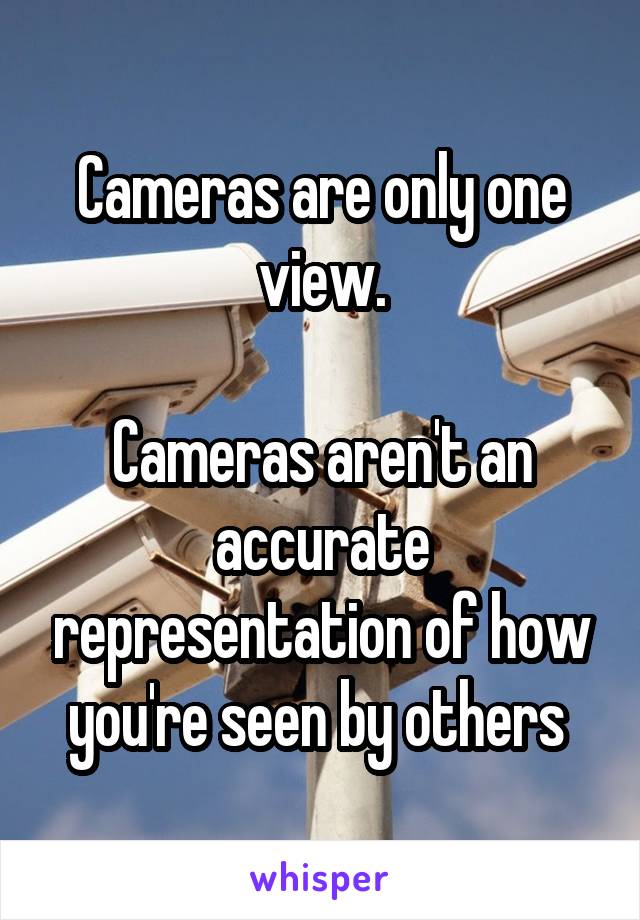 Cameras are only one view.

Cameras aren't an accurate representation of how you're seen by others 