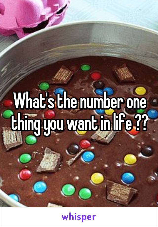 What's the number one thing you want in life ??