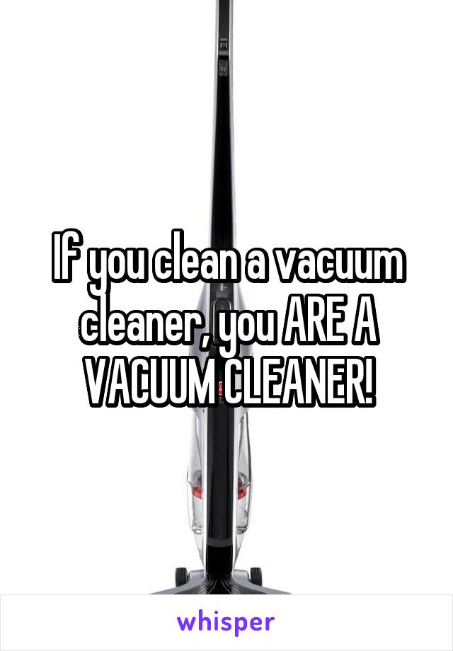 If you clean a vacuum cleaner, you ARE A VACUUM CLEANER!