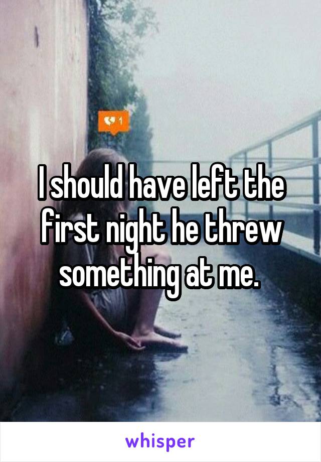I should have left the first night he threw something at me. 
