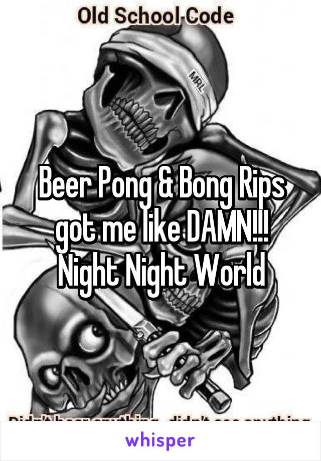 Beer Pong & Bong Rips got me like DAMN!!! Night Night World