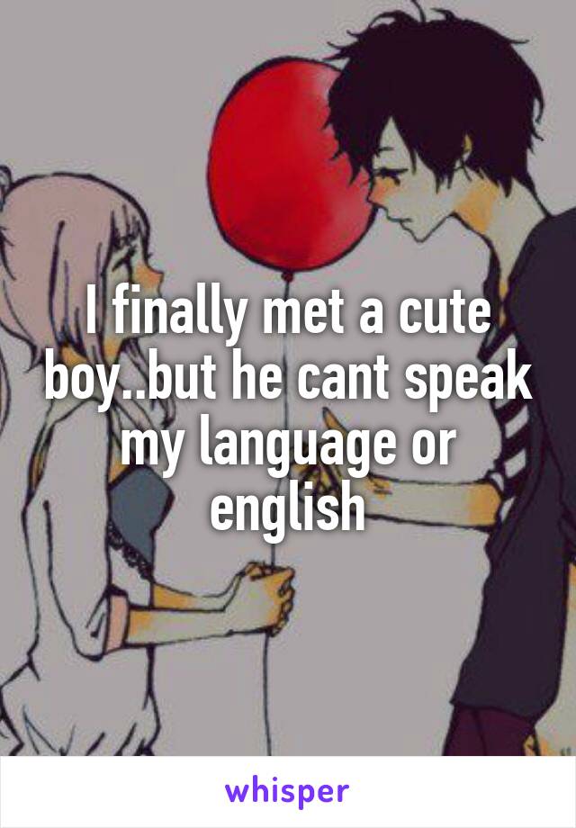 I finally met a cute boy..but he cant speak my language or english