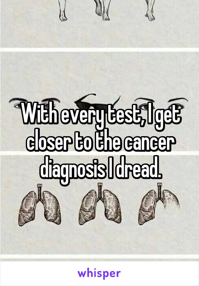 With every test, I get closer to the cancer diagnosis I dread.