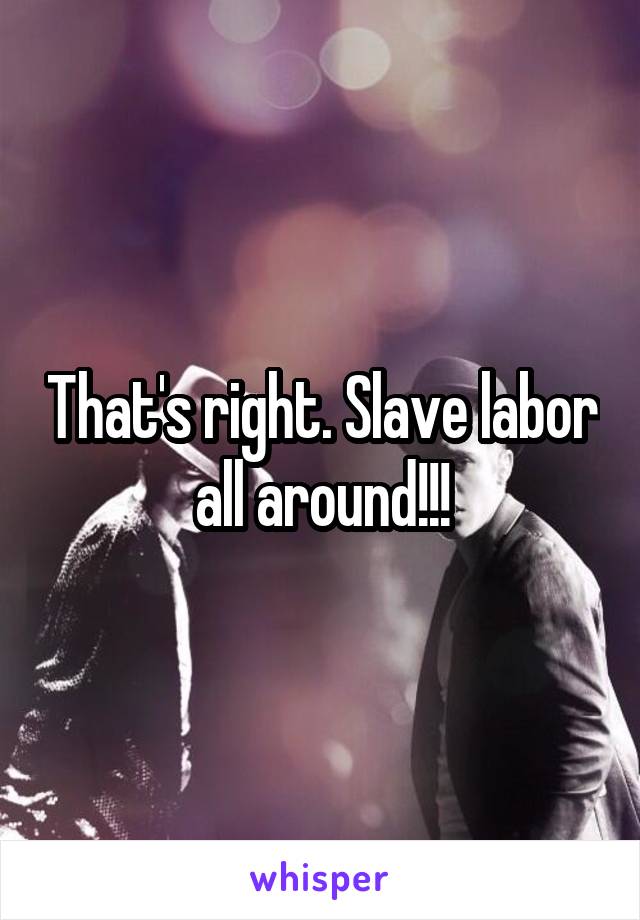 That's right. Slave labor all around!!!