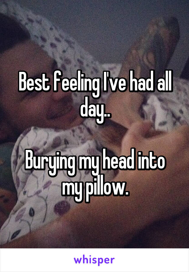 Best feeling I've had all day..

Burying my head into my pillow.