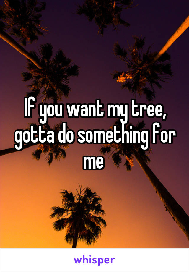 If you want my tree, gotta do something for me 