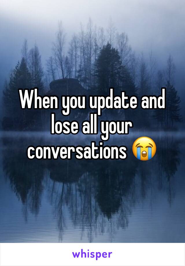 When you update and lose all your conversations 😭