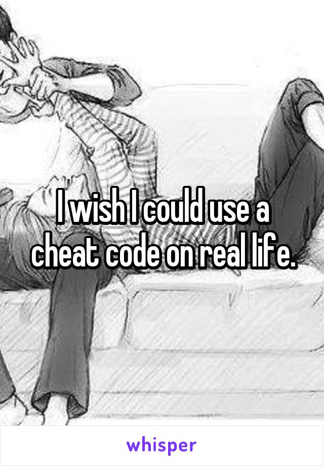 I wish I could use a cheat code on real life.