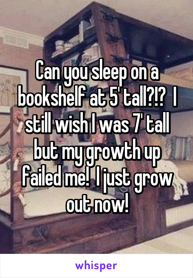 Can you sleep on a bookshelf at 5' tall?!?  I still wish I was 7' tall but my growth up failed me!  I just grow out now!