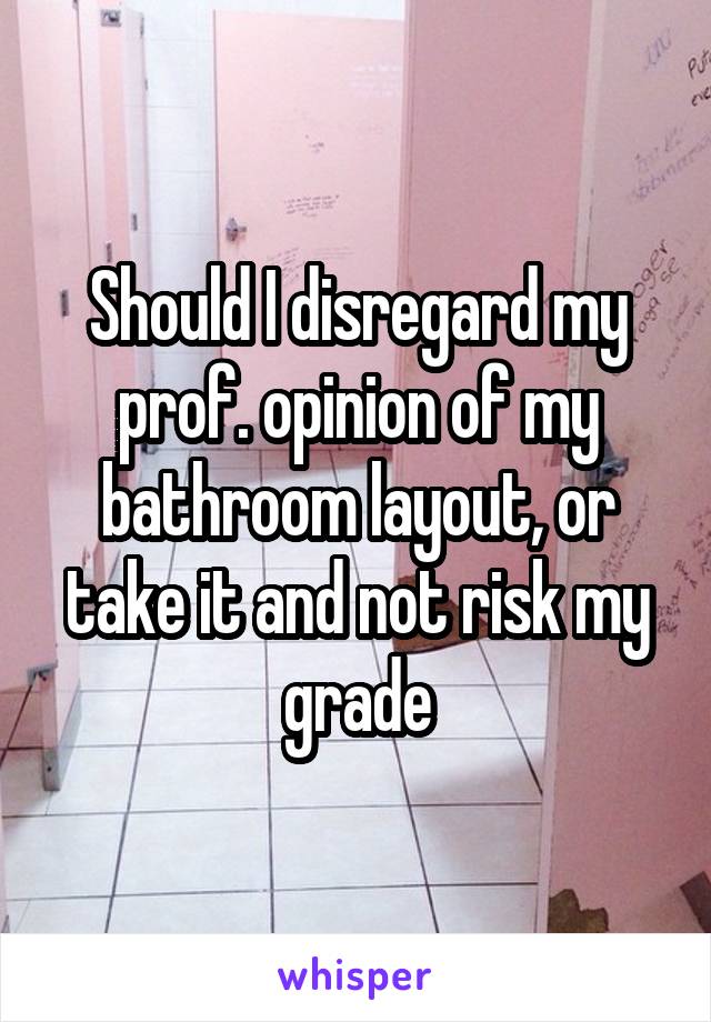 Should I disregard my prof. opinion of my bathroom layout, or take it and not risk my grade