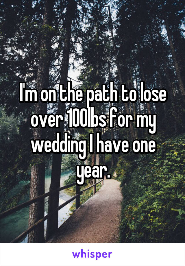 I'm on the path to lose over 100lbs for my wedding I have one year.