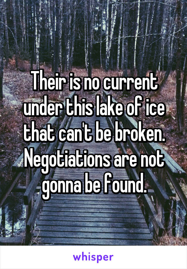 Their is no current under this lake of ice that can't be broken.
Negotiations are not gonna be found.