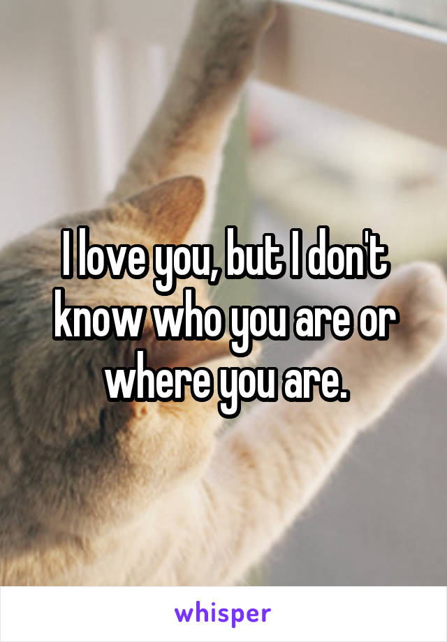 I love you, but I don't know who you are or where you are.