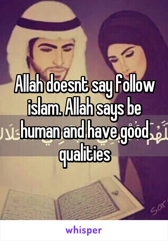 Allah doesnt say follow islam. Allah says be human and have good qualities