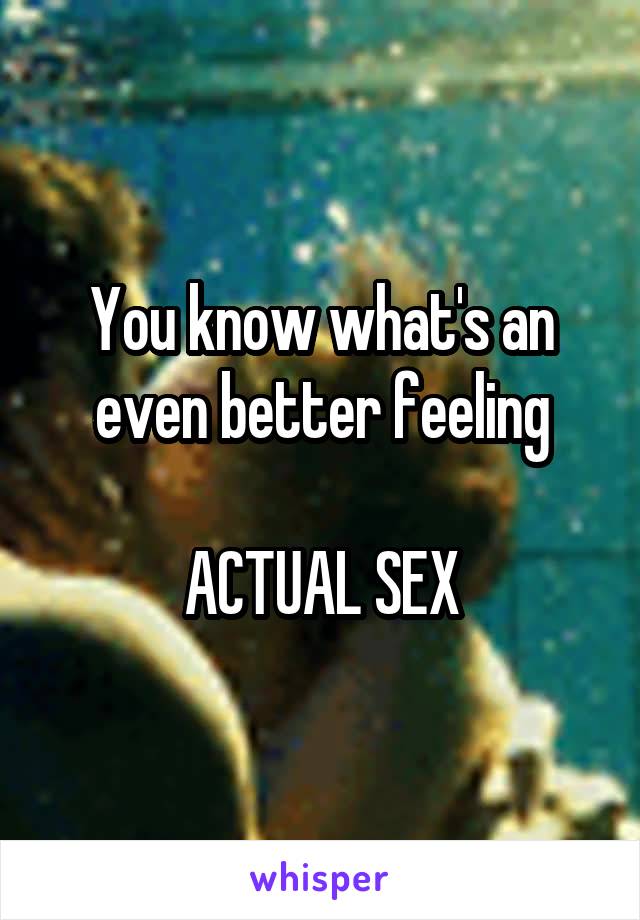 You know what's an even better feeling

ACTUAL SEX