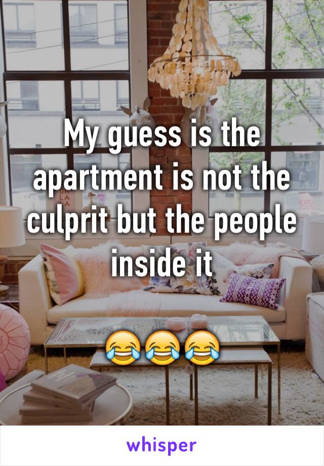 My guess is the apartment is not the culprit but the people inside it

😂😂😂