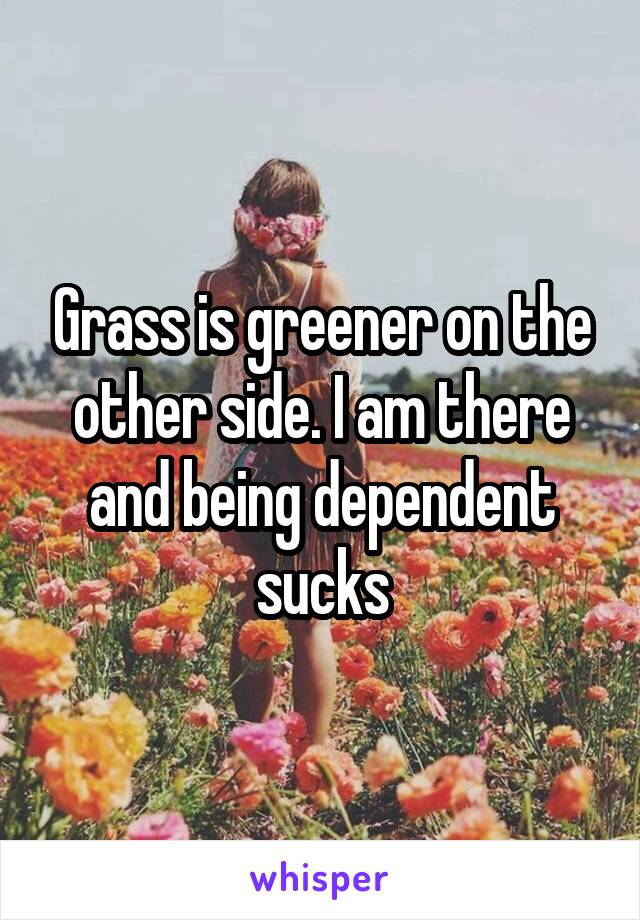 Grass is greener on the other side. I am there and being dependent sucks
