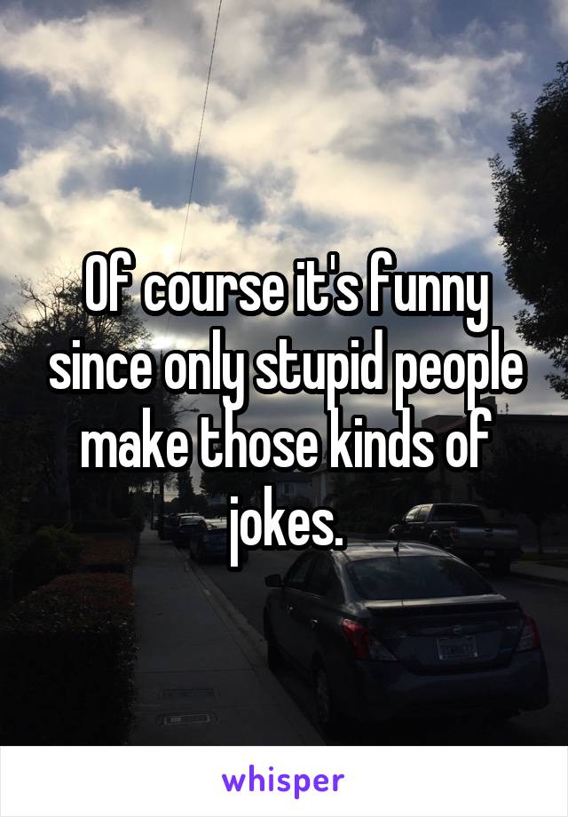 Of course it's funny since only stupid people make those kinds of jokes.