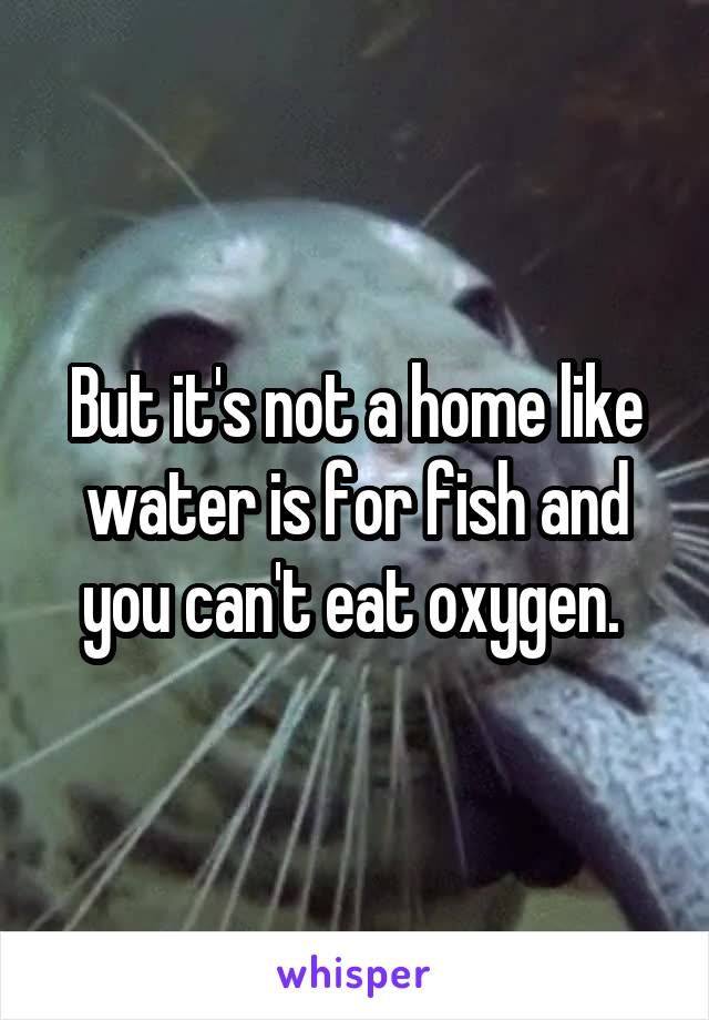 But it's not a home like water is for fish and you can't eat oxygen. 